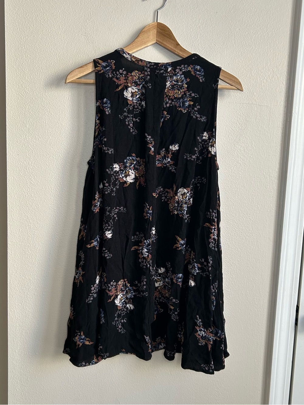 Free People Tree Black Floral Swing Dress Tunic Top Sleeveless Size XS - Picture 15 of 15